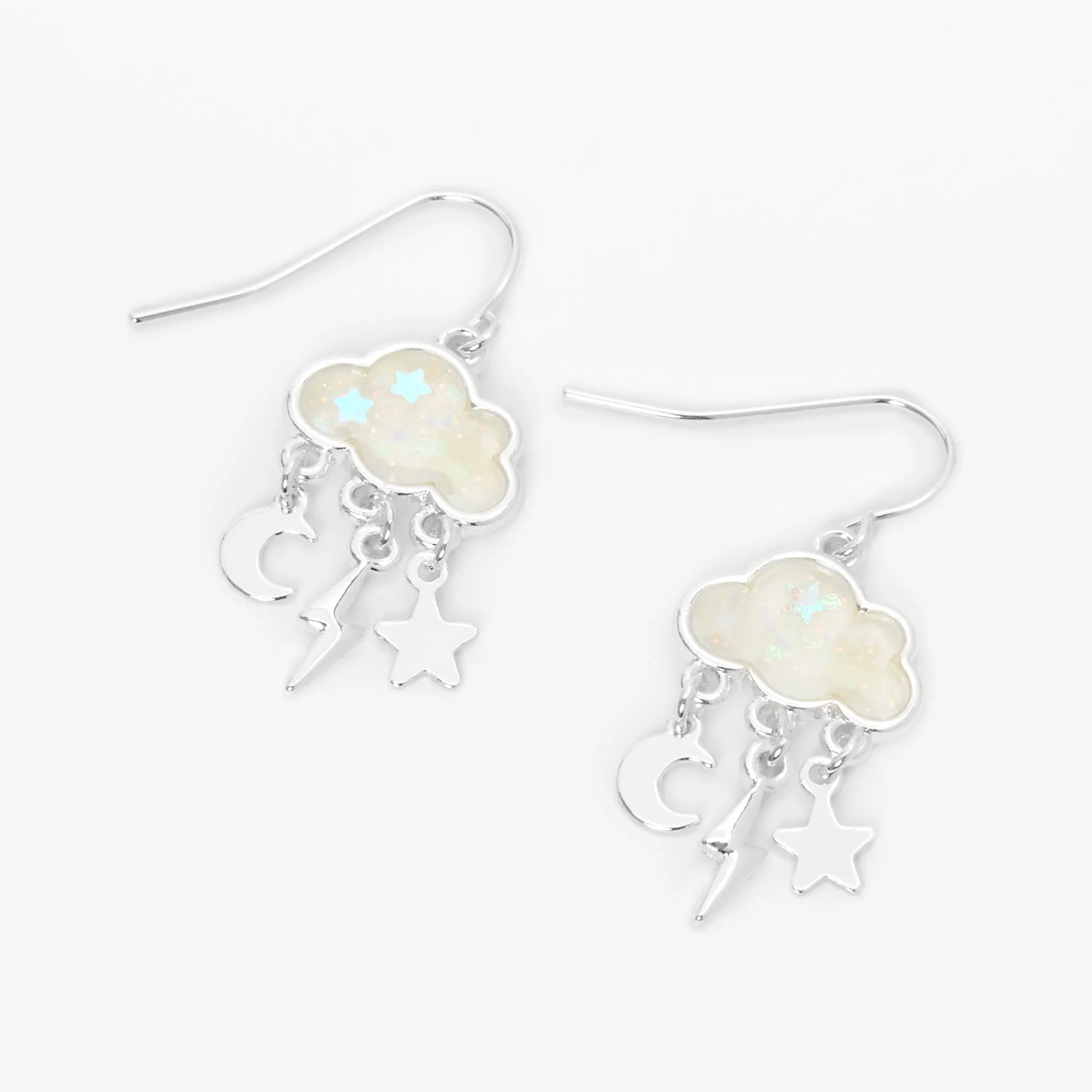 Claire's Pendantes-Pendantes nuage phosphorescentes 1,5 cm couleur argentée