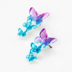 Claire's Pendantes|Clous D'oreilles-Pendantes papillon 4 cm dégradé bleu