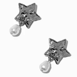 Claire's Pendantes-Pendantes perle d'imitation et étoile martelées couleur argentée