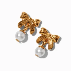 Claire's Pendantes|Bijoux Premium-Pendantes perle d'imitation nœud couleur dorée C LUXE by Claire's