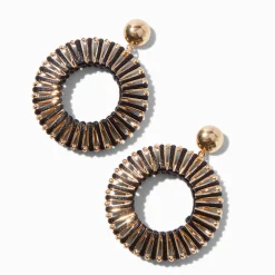 Claire's Pendantes-Pendantes rondes enveloppées noires couleur dorée