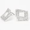 Claire's Pendantes-Pendantes strass triple carré 5 cm couleur argentée