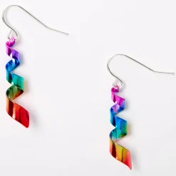 Claire's Pendantes-Pendantes torsadées ruban arc-en-ciel 2,5 cm couleur argentée