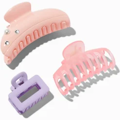 Claire's Barrettes Et Pinces-Petites pinces à cheveux monochromes mignonnes roses - Lot de 3