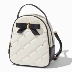 Claire's Sacs À Dos-Petit sac à dos coquet matelassé blanc avec nœud