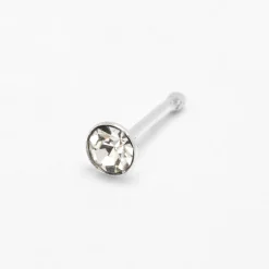 Claire's Bijoux Premium|Bijoux De Piercing-Piercing de nez avec strass rond à facettes 0,6 mm couleur argentée