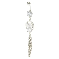 Claire's Clous D'oreilles|Bijoux De Piercing-Piercing de nombril attrape-rêves couleur argentée en zircon cubique d’imitation 14 g
