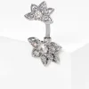 Claire's Bijoux De Piercing-Piercing de nombril fleur demi lotus 1,6 mm couleur argentée