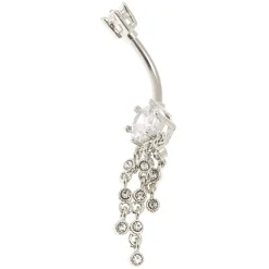 Claire's Clous D'oreilles|Bijoux De Piercing-Piercing de nombril 1,6 mm effet drapé couleur argentée en zircon cubique d'imitation