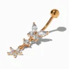 Claire's Clous D'oreilles|Bijoux Premium-Piercing de nombril 1,6 mm papillon zircon cubique et acier inoxydable couleur argentée