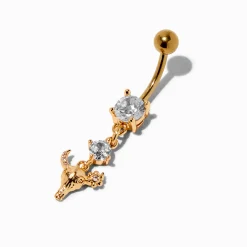 Claire's Bijoux De Piercing-Piercing de nombril 1.6mm vache longhorn zircon cubique couleur dorée