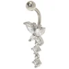 Claire's Clous D'oreilles|Bijoux Premium-Piercing de nombril papillon 1,6 mm en zircon cubique en acier inoxydable couleur argentée