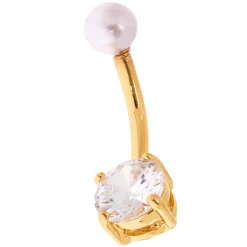 Claire's Clous D'oreilles|Bijoux De Piercing-Piercing nombril avec zircon cubique et perle d'imitation sur le dessus