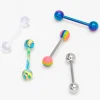 Claire's Bijoux De Piercing-Piercings de langue arc-en-ciel aux designs variés 1,6 mm couleur argentée - Lot de 5