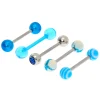 Claire's Bijoux De Piercing-Piercings de langue marbré 1,6mm couleur argenté - Bleu, lot de 5