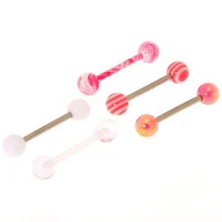 Claire's Bijoux De Piercing-Piercings de langue tourbillon 1,6 mm super mignons - Rose, lot de 5