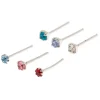 Claire's Bijoux De Piercing-Piercings de nez avec strass arc-en-ciel 0,6 mm couleur argentée - Lot de 6