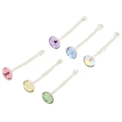 Claire's Bijoux De Piercing-Piercings de nez avec strass pastel 0,6 mm couleur argentée - Lot de 6