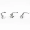 Claire's Bijoux Premium|Bijoux De Piercing-Piercings de nez fleur, cœur et étoile 0,8 cm couleur titanée et couleur argentée - Lot de 3
