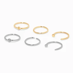 Claire's Bijoux Premium|Bijoux De Piercing-Piercings de nez 0,8 mm anneaux et clous boules en titane et métaux mixtes - Lot de 6