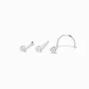 Claire's Bijoux De Piercing-Piercings de nez 0,6 mm en zircon cubique couleur argentée - Lot de 3