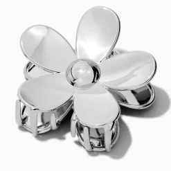 Claire's Barrettes Et Pinces-Pince à cheveux de taille moyenne fleur couleur argentée