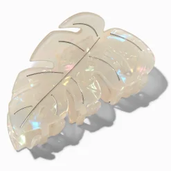 Claire's Barrettes Et Pinces-Pince à cheveux feuille iridescente blanche