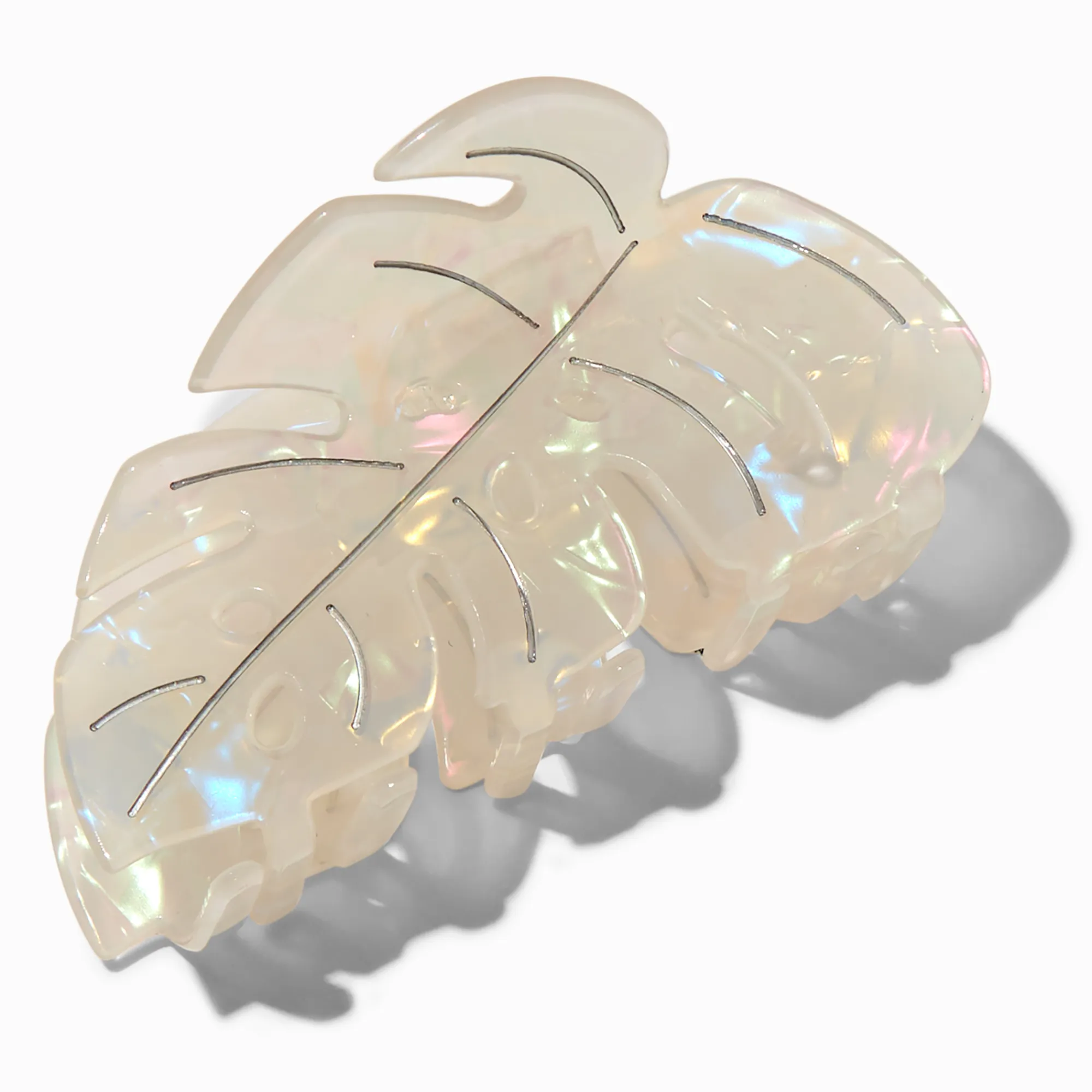 Claire's Barrettes Et Pinces-Pince à cheveux feuille iridescente blanche