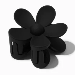 Claire's Barrettes Et Pinces-Pince à cheveux florale de taille moyenne noire mate