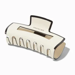 Claire's Barrettes Et Pinces-Pince à cheveux rectangulaire crème et noire noirs ornée de strass