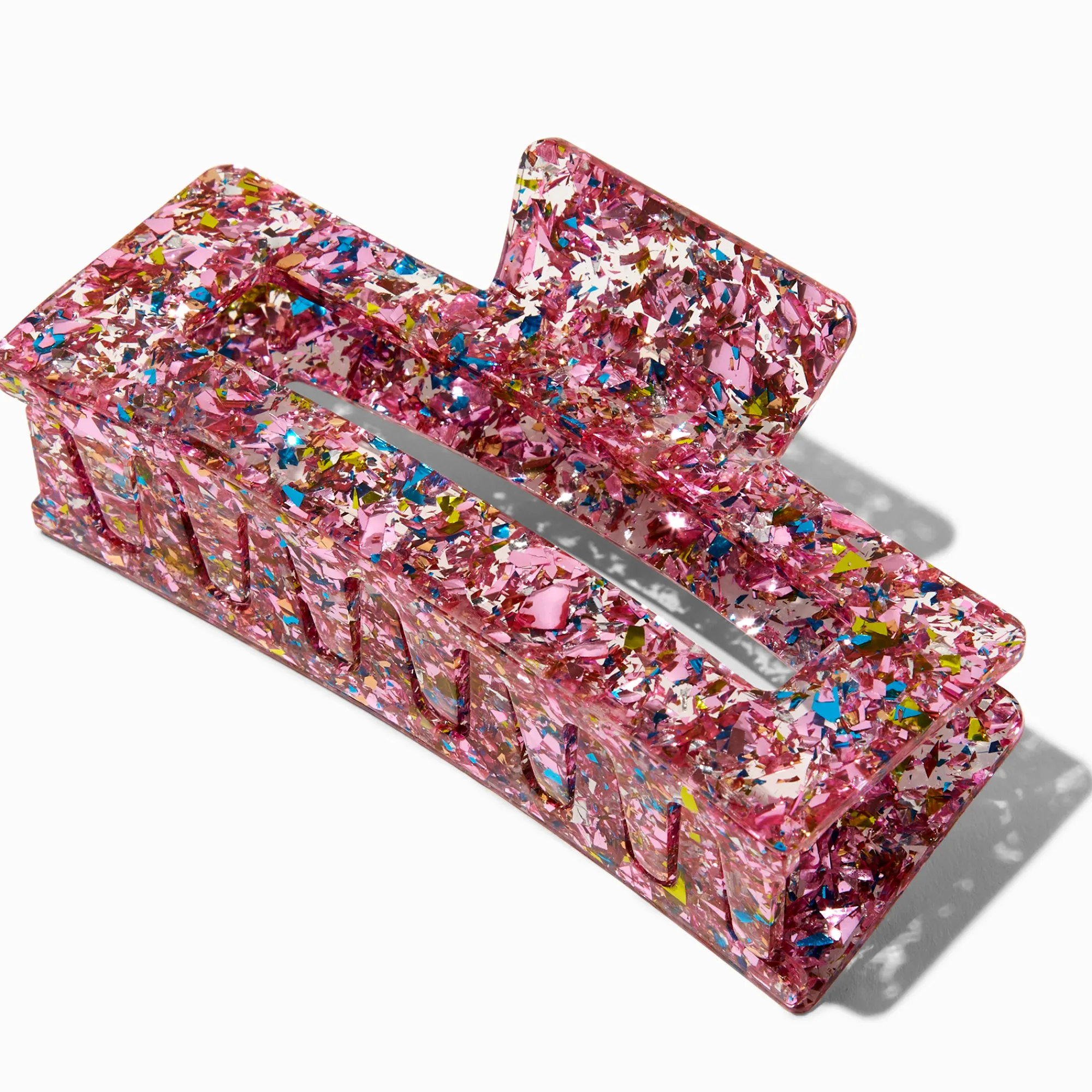 Claire's Barrettes Et Pinces-Pince à cheveux rectangulaire à paillettes rose