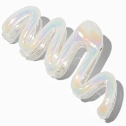 Claire's Barrettes Et Pinces-Pince à cheveux zig zag iridescente blanche