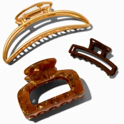 Claire's Barrettes Et Pinces-Pinces à cheveux écaille de tortue couleur dorée aux designs variés - Lot de 3
