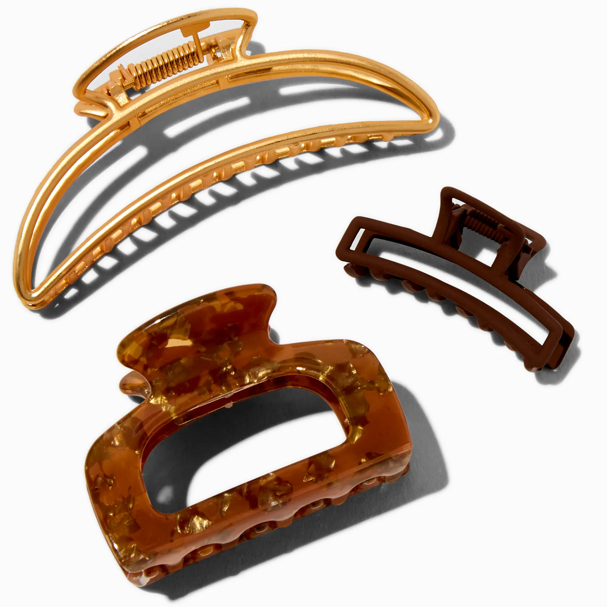 Claire's Barrettes Et Pinces-Pinces à cheveux écaille de tortue couleur dorée aux designs variés - Lot de 3
