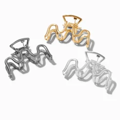Claire's Barrettes Et Pinces-Pinces à cheveux design ondulé en métaux mixtes - Lot de 3
