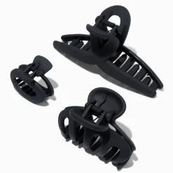 Claire's Barrettes Et Pinces-Pinces à cheveux de tailles variées noires mates (lot de 3)