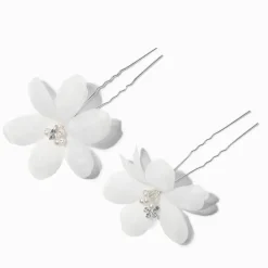 Claire's Barrettes Et Pinces-Pinces à cheveux fleurs fantaisistes blanches - Lot de 2