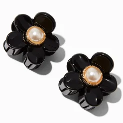 Claire's Barrettes Et Pinces-Pinces à cheveux fleurs noires - Lot de 2