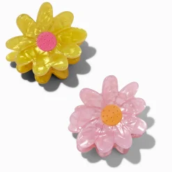 Claire's Barrettes Et Pinces-Pinces à cheveux marguerites rose et jaune - Lot de 2