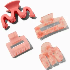 Claire's Barrettes Et Pinces-Pinces à cheveux ondulées écaille de tortue rose - Lot de 4