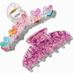 Claire's Barrettes Et Pinces-Pinces à cheveux à paillettes cœur arc-en-ciel - Lot de 2