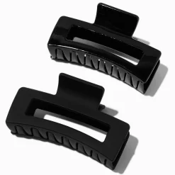 Claire's Barrettes Et Pinces-Pinces à cheveux rectangulaires noires - Lot de 2