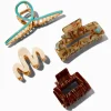 Claire's Barrettes Et Pinces-Pinces à cheveux texturées marron et couleur turquoise - Lot de 4