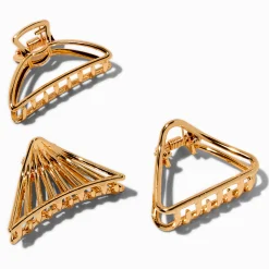 Claire's Barrettes Et Pinces-Pinces à cheveux triangulaires couleur dorée - Lot de 3