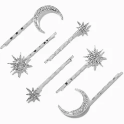 Claire's Barrettes Et Pinces-Épingles à cheveux célestes couleur argentée - Lot de 6