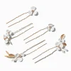 Claire's Barrettes Et Pinces-Épingles à cheveux couleur dorée fleurs blanches - Lot de 6
