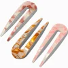 Claire's Barrettes Et Pinces-Épingles à cheveux en forme de U effet marbré rose poudré - Lot de 3