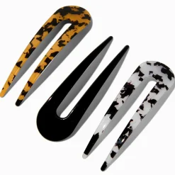 Claire's Barrettes Et Pinces-Épingles à cheveux en forme de U noires et écaille de tortue - Lot de 3
