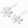 Claire's Barrettes Et Pinces-Épingles à cheveux en mousseline fleurs blanches - Lot de 2