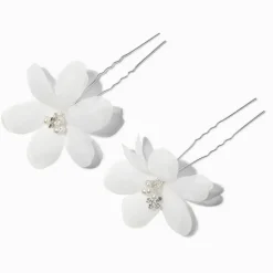 Claire's Barrettes Et Pinces-Épingles à cheveux en mousseline fleurs blanches - Lot de 2